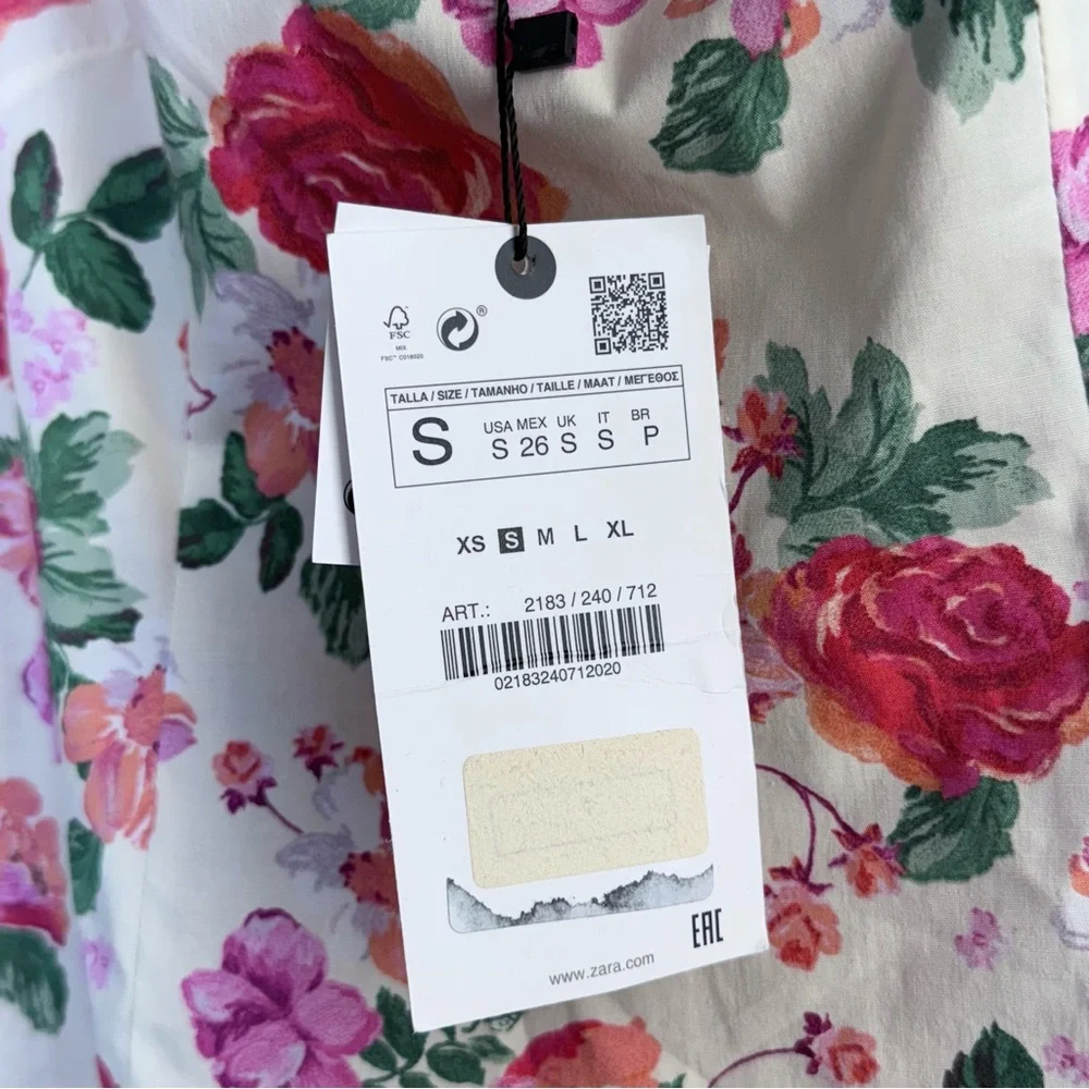 NWT ZARA THE CAROLINE DRESS S MINI FLORAL OFF SHOULDER PUFF SLEEVE Blogger Fave - Picture 12 of 16
